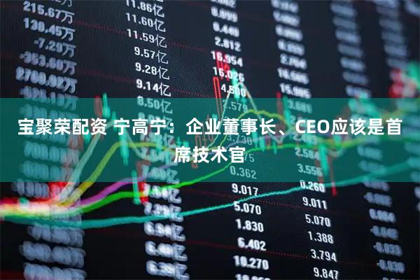 宝聚荣配资 宁高宁：企业董事长、CEO应该是首席技术官